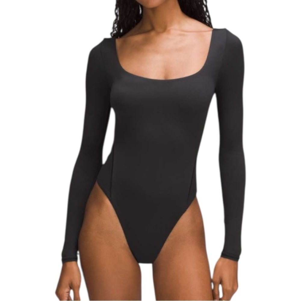 Lululemon Wundermost Ultra-Soft Nulu Square-Neck Long-Sleeve Bodysuit Black XS